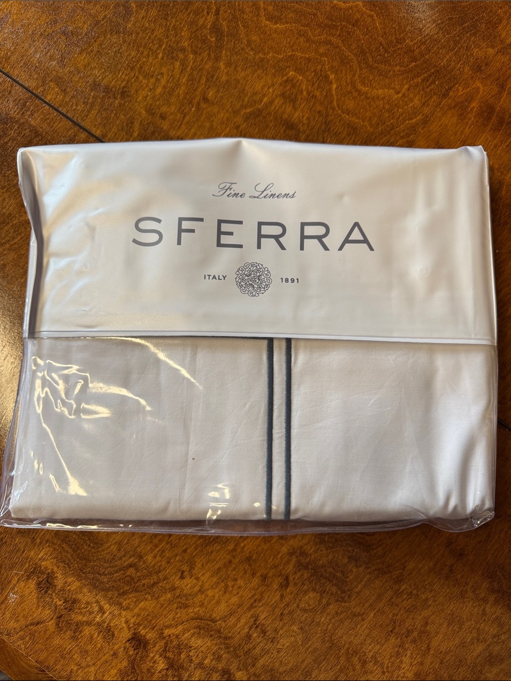 SFERRA Grande Hotel Twin Duvet Cover White/Cadet 68”x86”